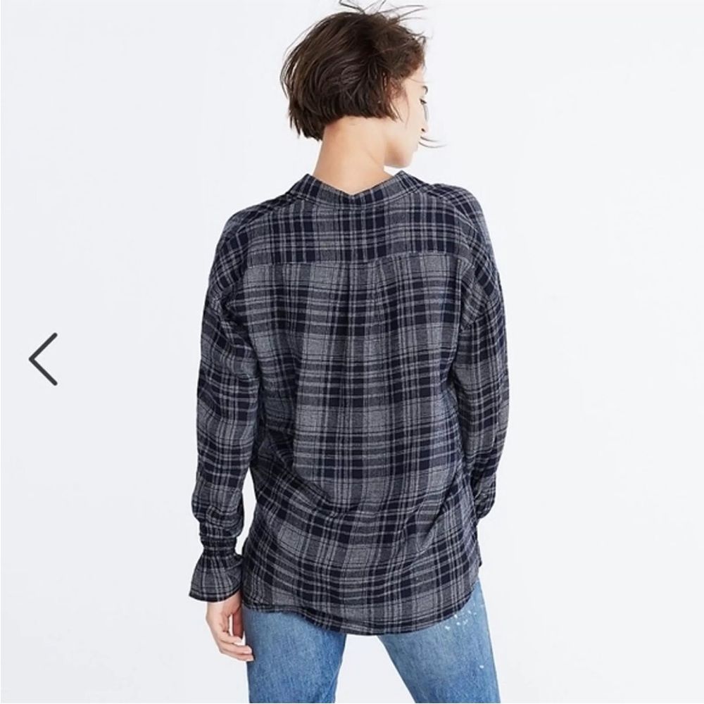 💕MUST GO free shipping! Navy Madewell Westward Bell Sleeve Button Front Shirt XS - Picture 4 of 10